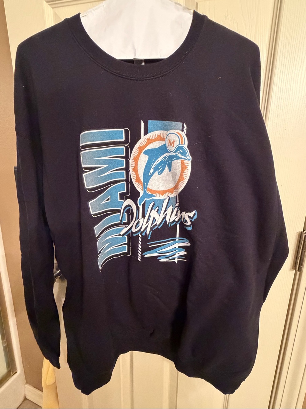 Gildan Black Crewneck Sweatshirt with Miami Dolphins Graphic